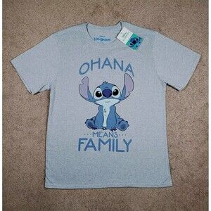 NWT Disney Classics Lilo & Stitch T-shirt Ohana Means Family Heather Gray Size L